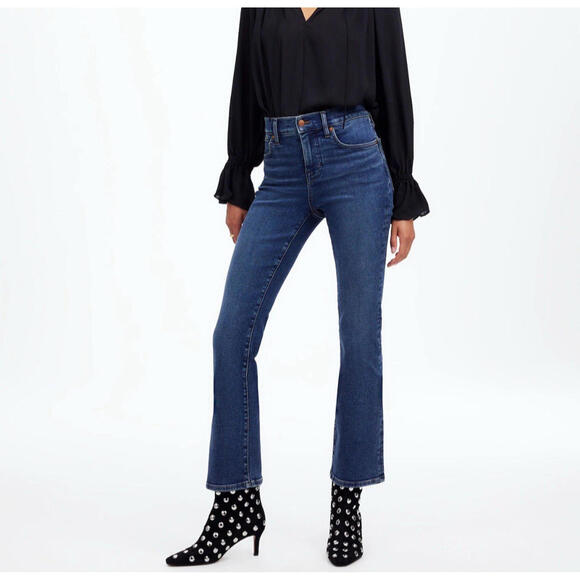 Madewell Sz 23 / 0 Kick Out Jeans Women Blue Stretch Denim MidRise Bootcut Ankle - Picture 1 of 11
